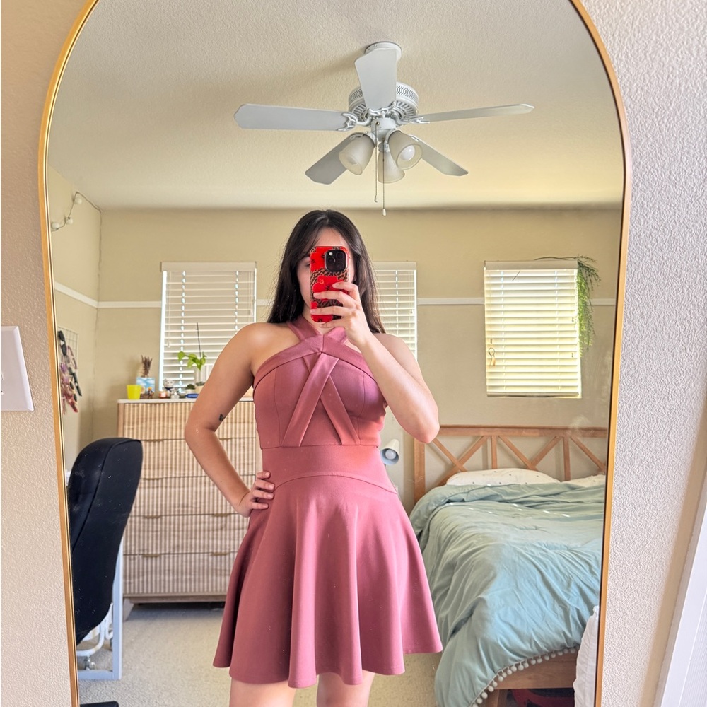 Topshop Pink Fit & Flare Dress